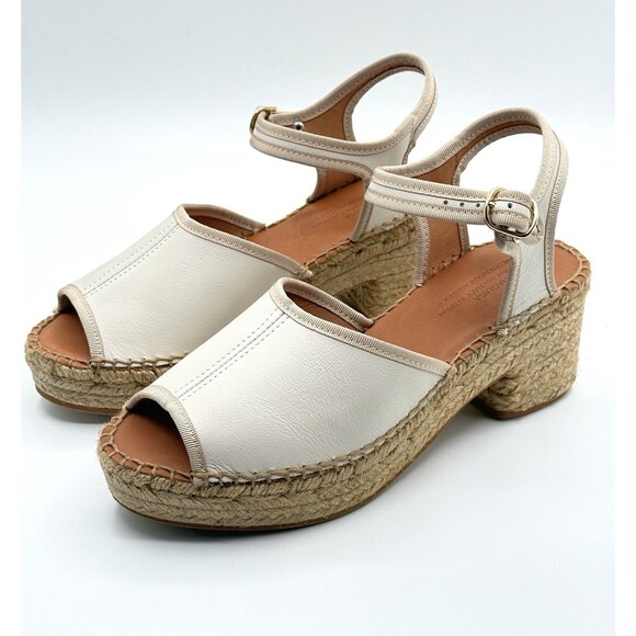 NAGUISA Womens 38 Sz 7‎ Spain White Espadrilles - Var Ecru-beige Anthropologie - Picture 2 of 6